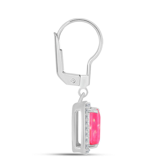 Strieborné Náušnice s so Sýto Ružovým Opálom z Lega Dembi a Bielym Topásom