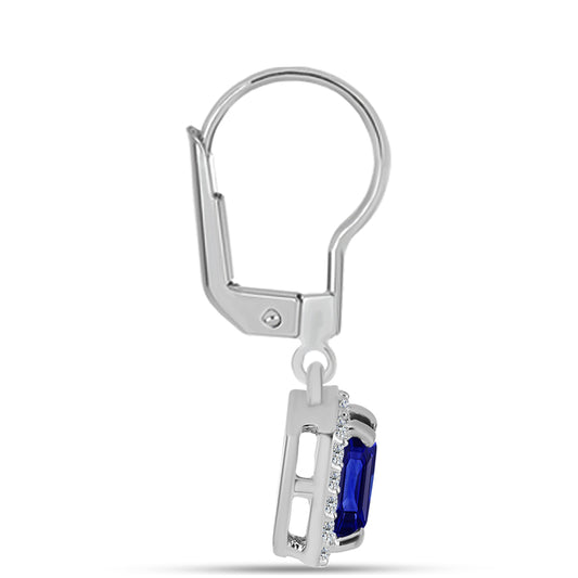 Strieborné Náušnice s Austrálskym Modrým Zafírom a Bielym Topásom
