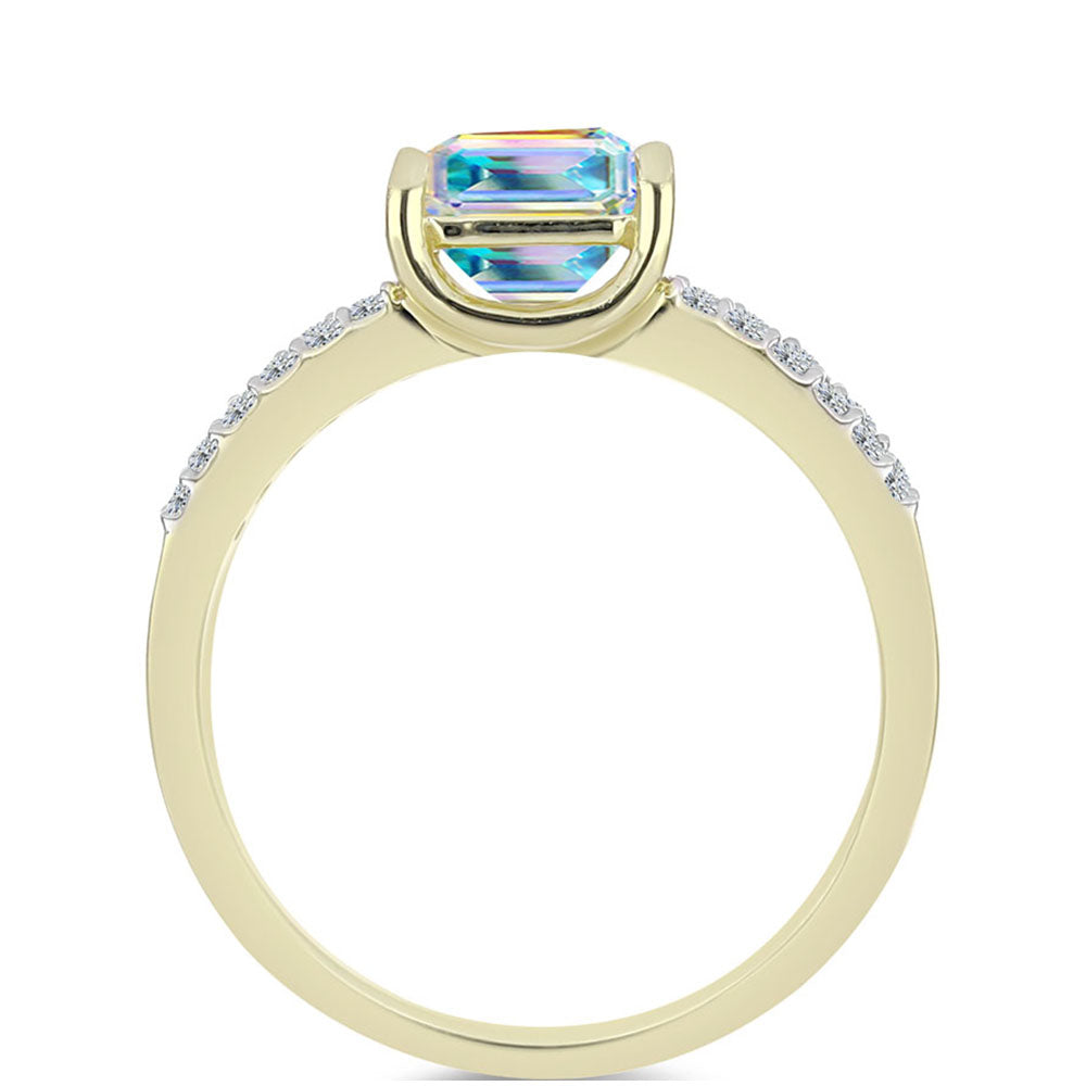 Pozlátený Strieborný Prsteň s Ľadovým Moissanitom a Bielym Topásom 2 