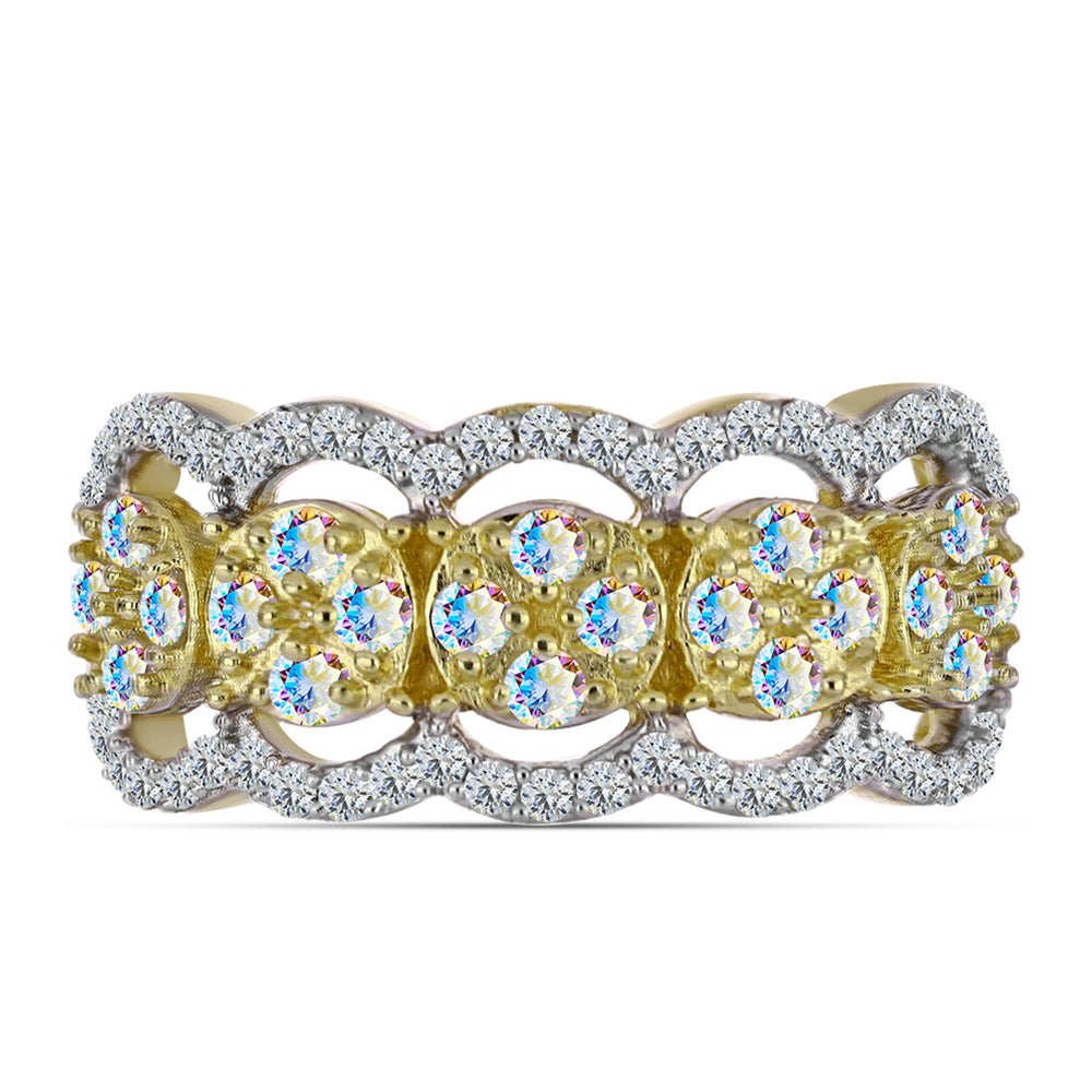 Pozlátený Strieborný Prsteň s Ľadovým Moissanitom a Bielym Topásom