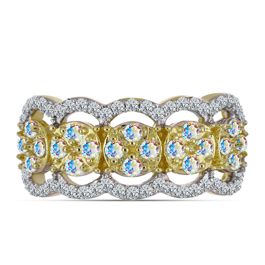 Pozlátený Strieborný Prsteň s Ľadovým Moissanitom a Bielym Topásom