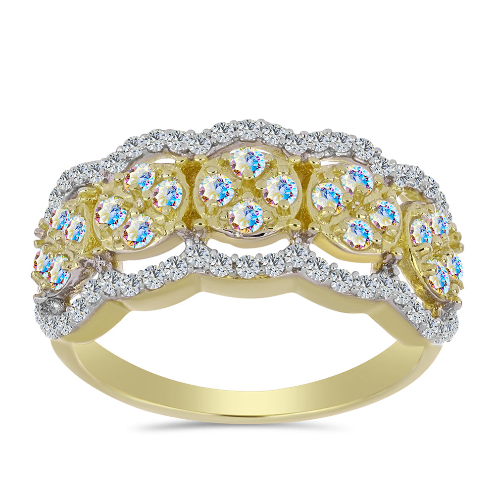 Pozlátený Strieborný Prsteň s Ľadovým Moissanitom a Bielym Topásom 3 