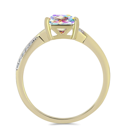 Pozlátený Strieborný Prsteň s Ľadovým Moissanitom a Bielym Topásom