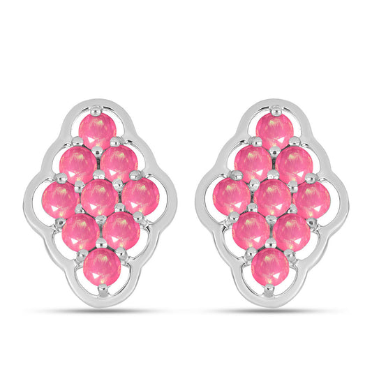 Strieborné Náušnice s so Sýto Ružovým Opálom z Lega Dembi