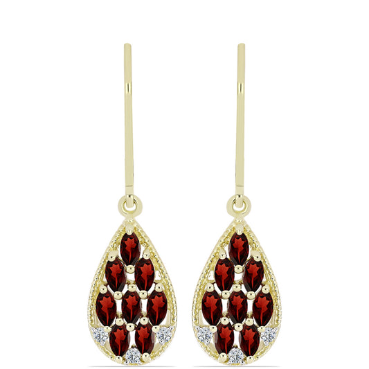 Pozlátené Strieborné Náušnice s Bartonským Granátom a Bielym Topásom