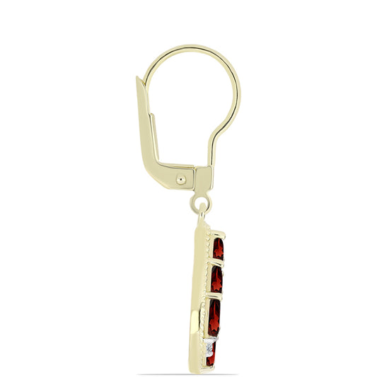 Pozlátené Strieborné Náušnice s Bartonským Granátom a Bielym Topásom