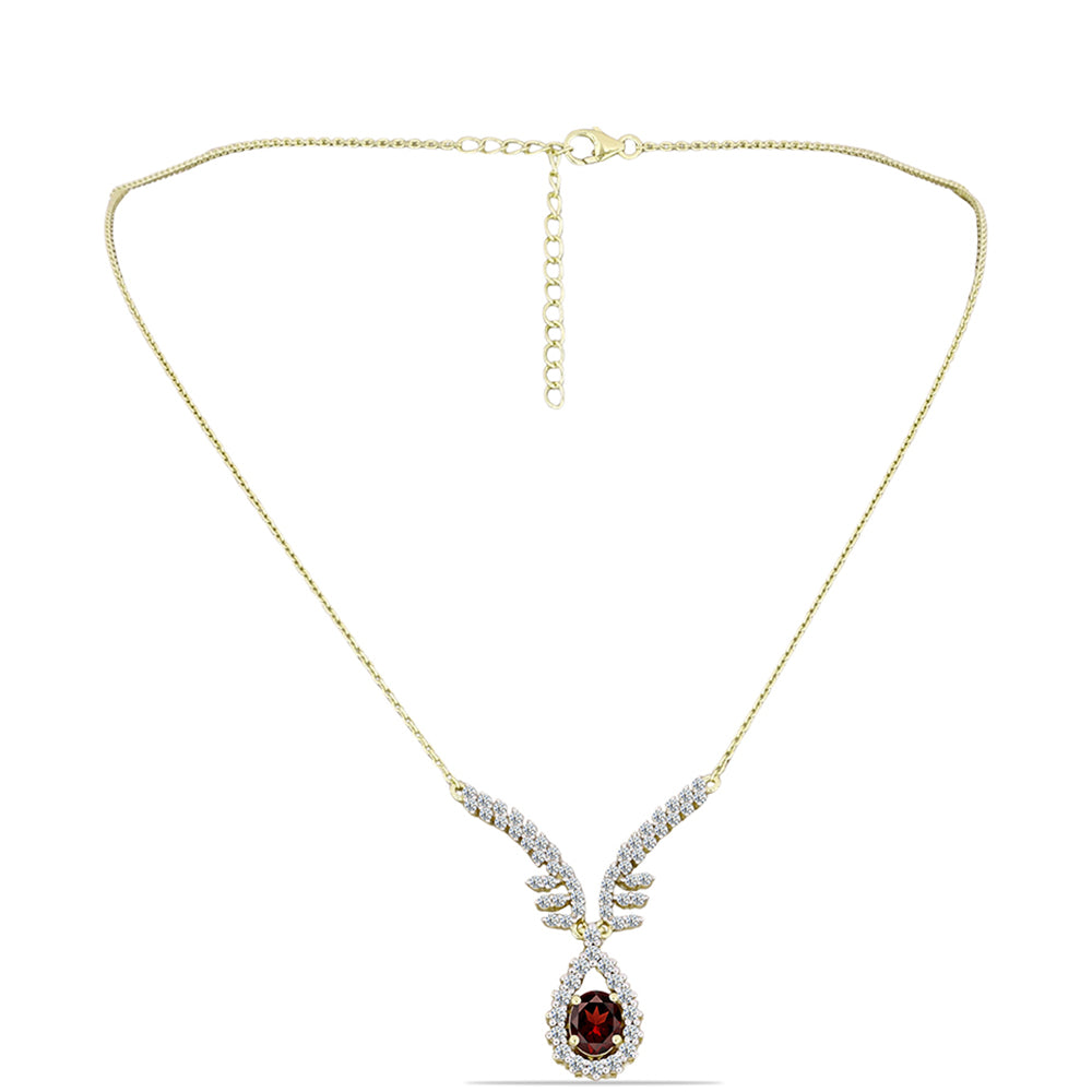 Pozlátený Strieborný Náhrdelník s Bartonským Granátom a Bielym Topásom 1 