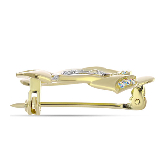 Pozlátený Strieborný Brošňa s Ľadovým Moissanitom a Bielym Topásom