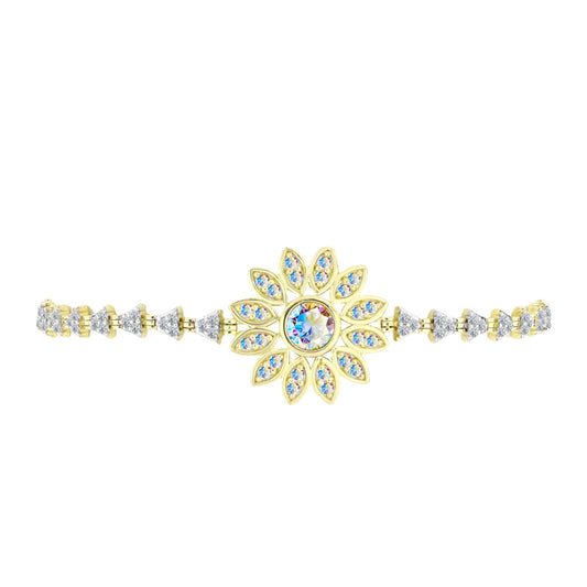 Pozlátený Strieborný Náramok s Ľadovým Moissanitom a Bielym Topásom