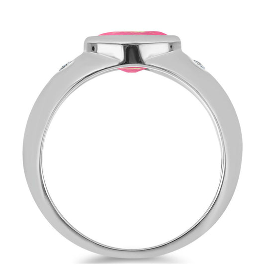 Strieborný Prsteň s so Sýto Ružovým Opálom z Lega Dembi a Bielym Topásom