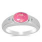 Strieborný Prsteň s so Sýto Ružovým Opálom z Lega Dembi a Bielym Topásom