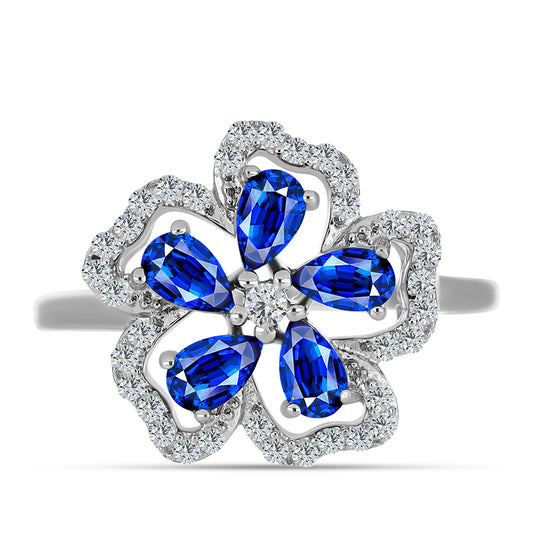 Strieborný Prsteň s Austrálskym Modrým Zafírom a Bielym Topásom