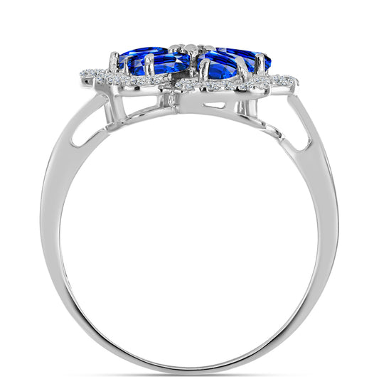 Strieborný Prsteň s Austrálskym Modrým Zafírom a Bielym Topásom