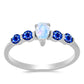 Strieborný Prsteň s Austrálskym Modrým Zafírom a Dúhovým Mesačným Kameňom