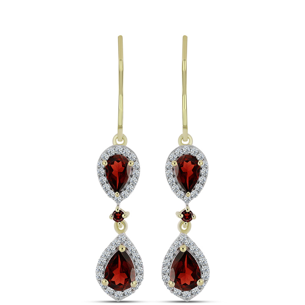 Pozlátené Strieborné Náušnice s Bartonským Granátom a Bielym Topásom