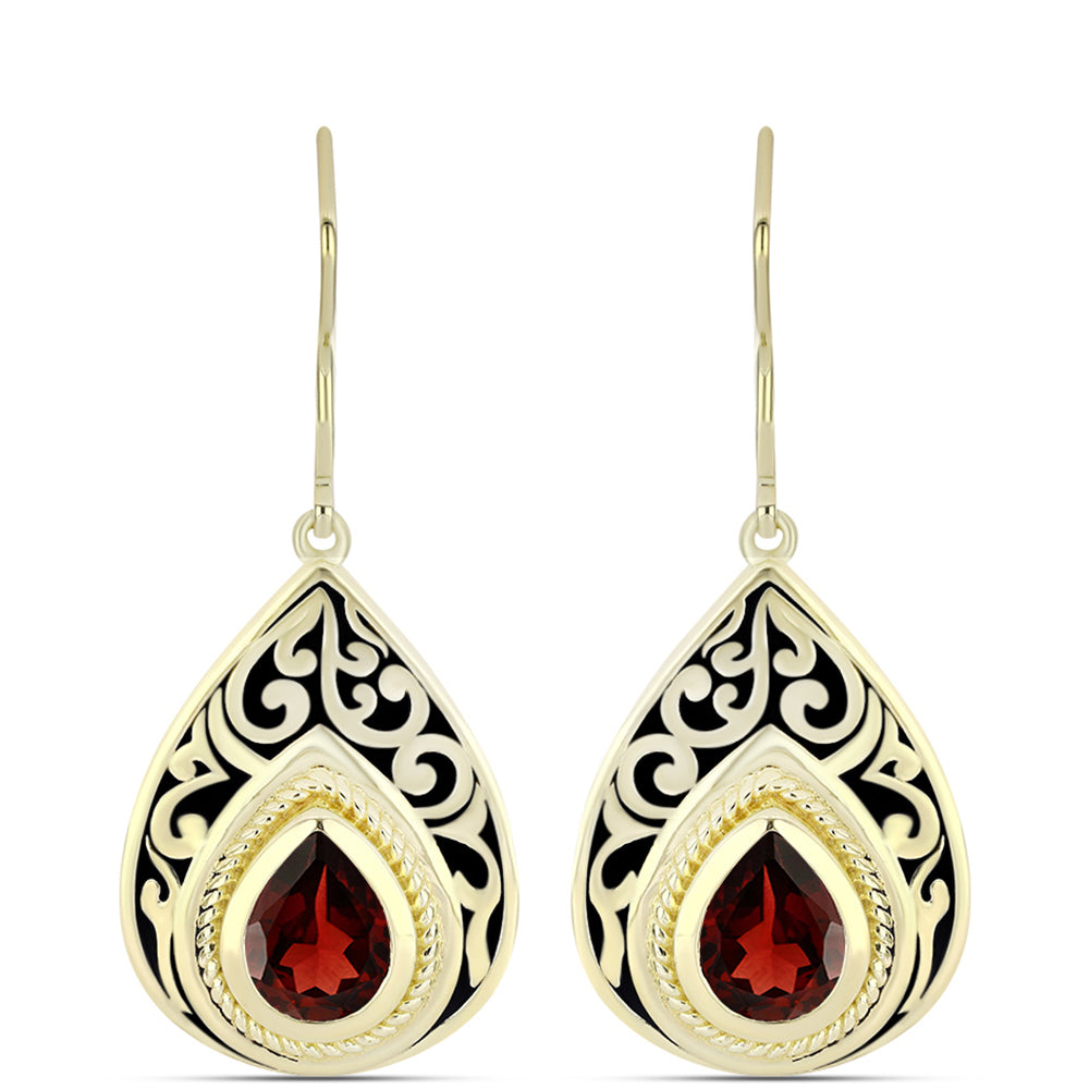 Pozlátené Strieborné Náušnice s Bartonským Granátom 1 