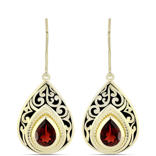 Pozlátené Strieborné Náušnice s Bartonským Granátom