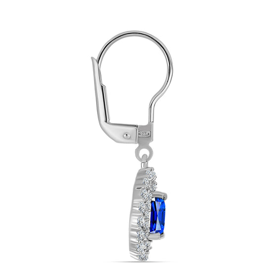 Strieborné Náušnice s Austrálskym Modrým Zafírom a Bielym Topásom