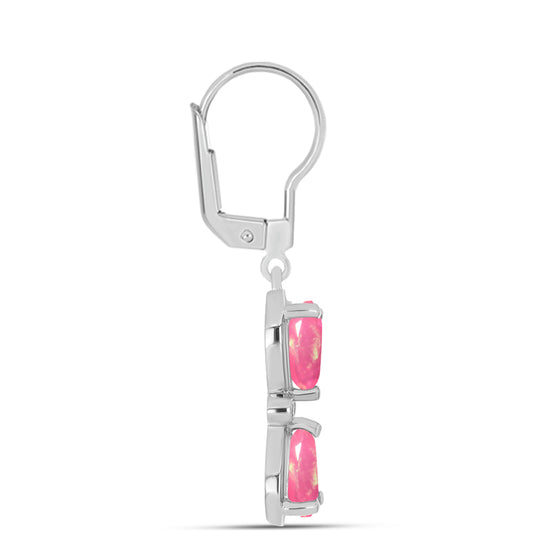 Strieborné Náušnice s so Sýto Ružovým Opálom z Lega Dembi a Bielym Topásom