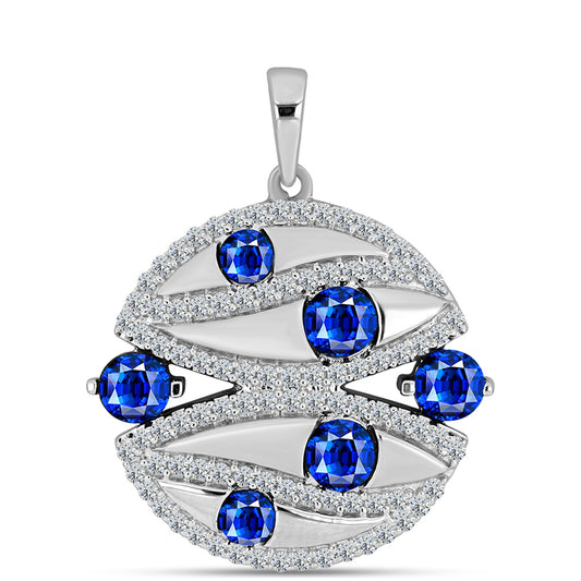 Strieborný Prívesok s Austrálskym Modrým Zafírom a Bielym Topásom