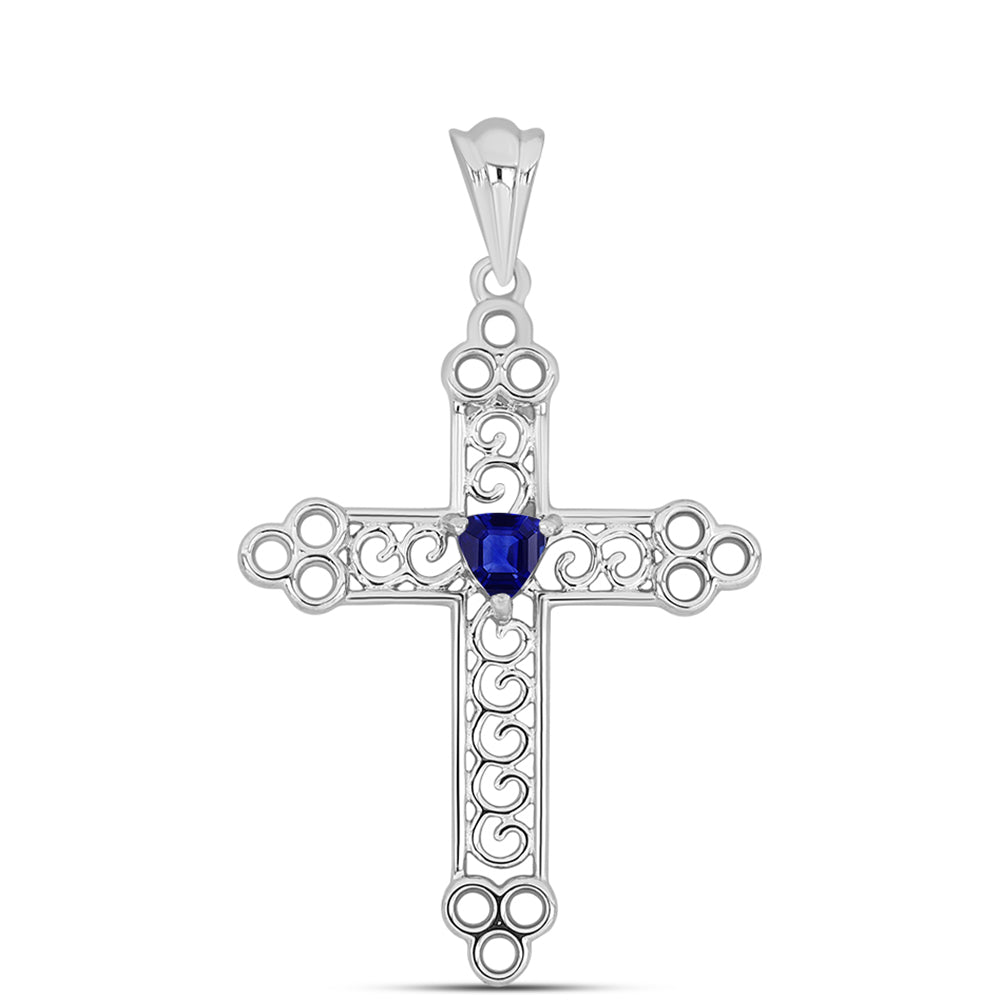 Kríž Strieborný Prívesok s Austrálskym Modrým Zafírom