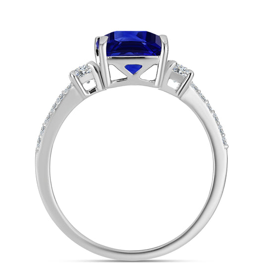 Strieborný Prsteň s Austrálskym Modrým Zafírom a Bielym Topásom