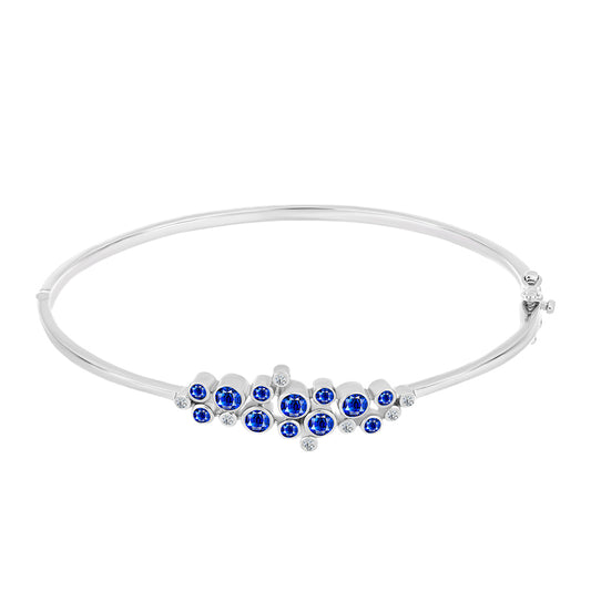 Strieborný Náramok s Austrálskym Modrým Zafírom a Bielym Topásom