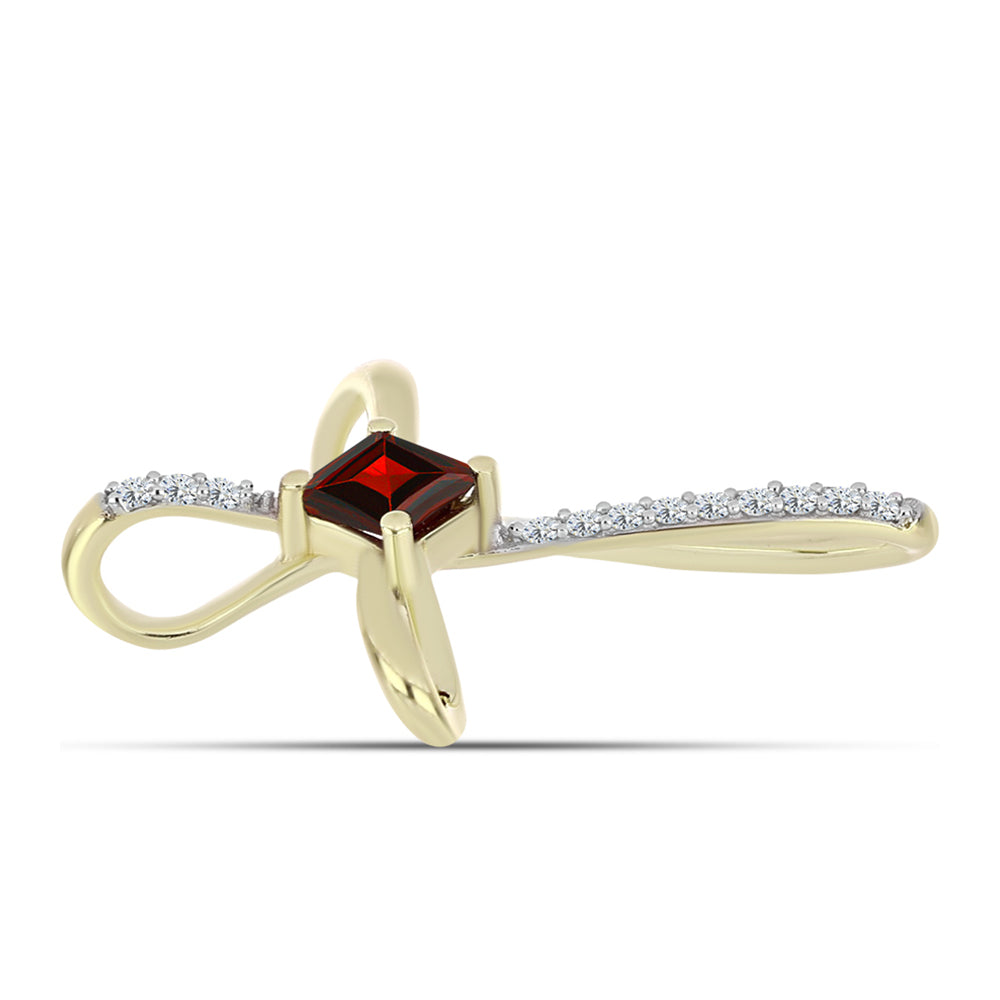 Kríž Pozlátený Strieborný Prívesok s Bartonským Granátom a Bielym Topásom