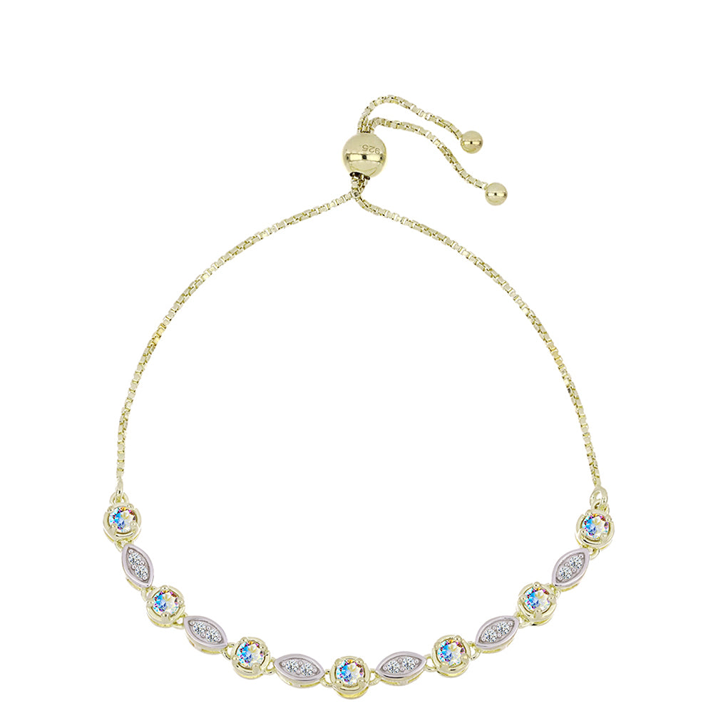 Pozlátený Strieborný Náramok s Ľadovým Moissanitom a Bielym Topásom 1 