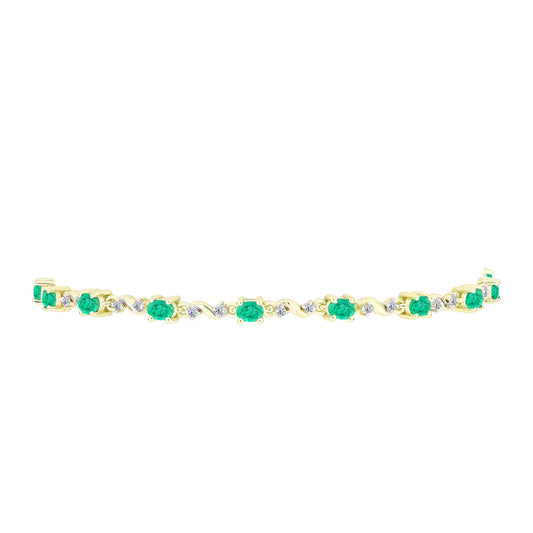 Pozlátený Strieborný Náramok s Kolumbijským Smaragdom a Bielym Diamantom