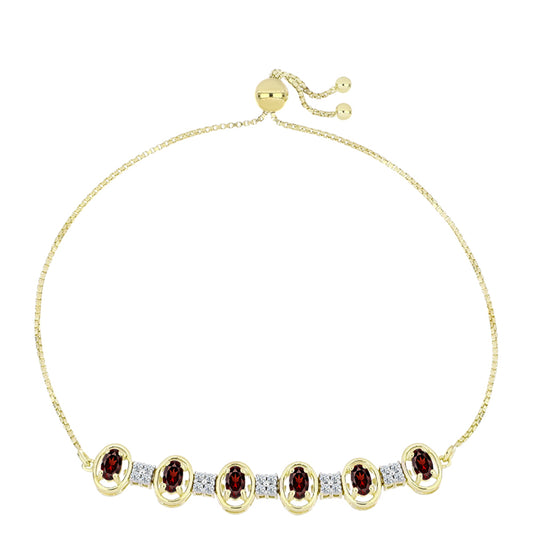 Pozlátený Strieborný Náramok s Bartonským Granátom a Bielym Topásom