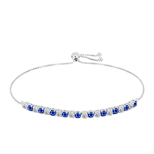 Strieborný Náramok s Austrálskym Modrým Zafírom a Bielym Topásom