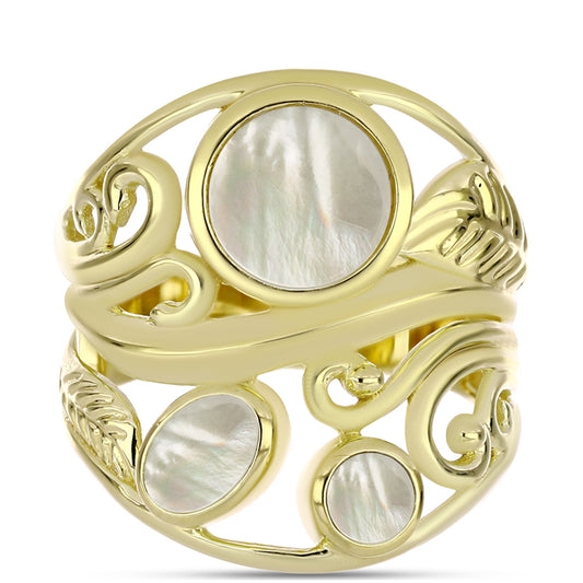 Pozlátený Strieborný Prsteň s Lastúrou