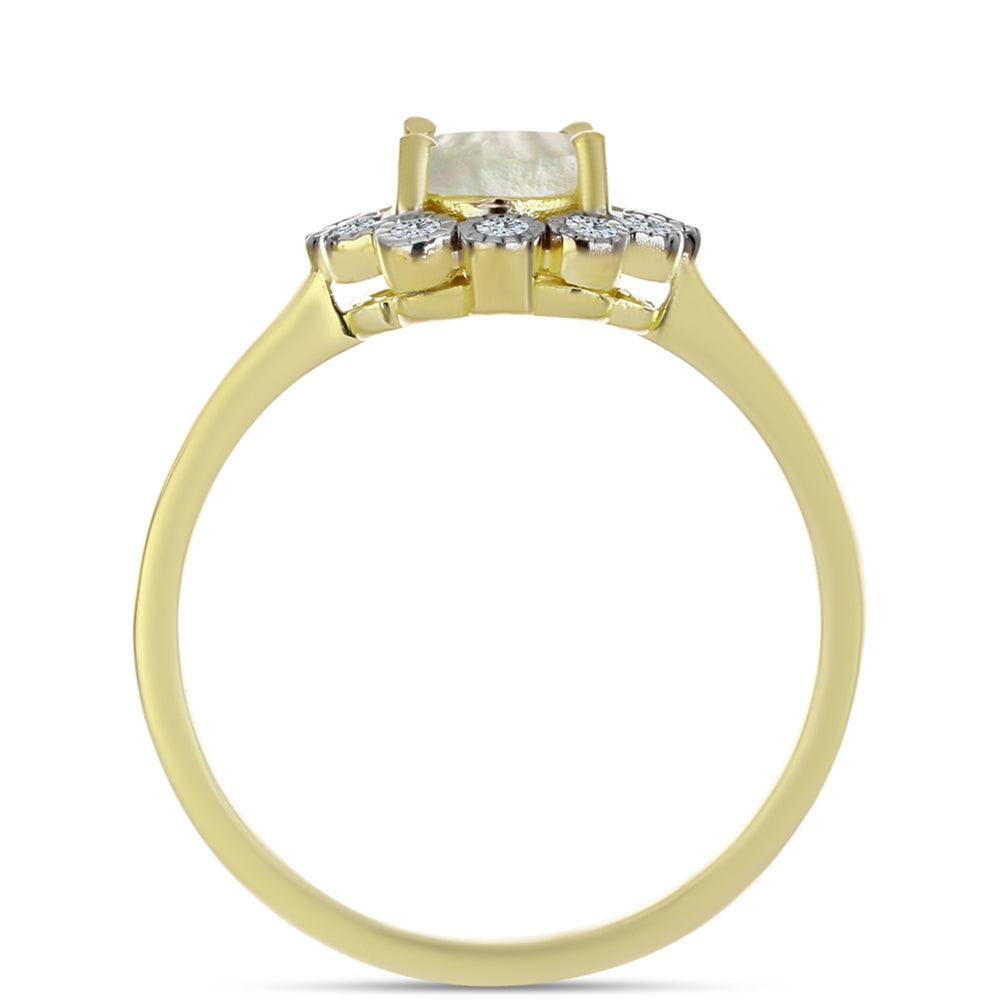 Pozlátený Strieborný Prsteň s Lastúrou a Bielym Topásom 2 