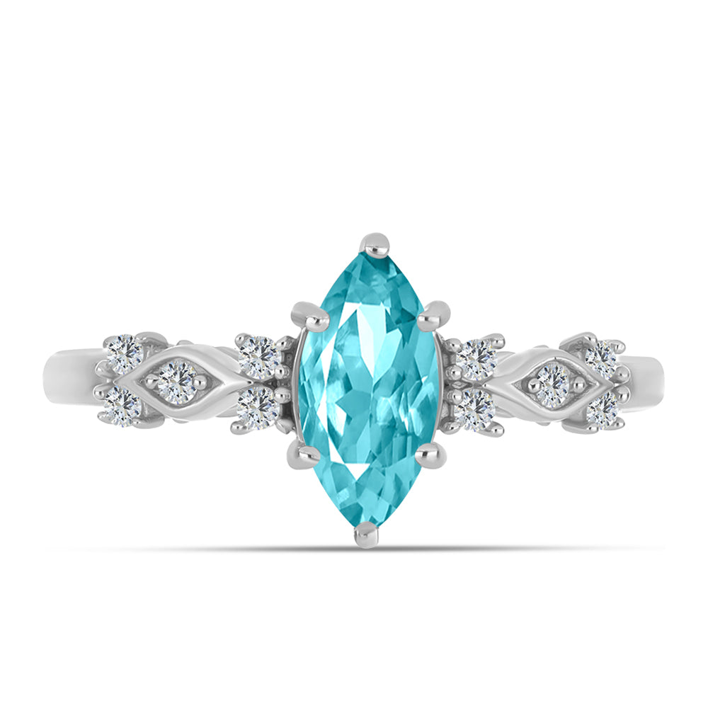 Strieborný Prsteň s Paraiba Kremeňom a Bielym Topásom 1 