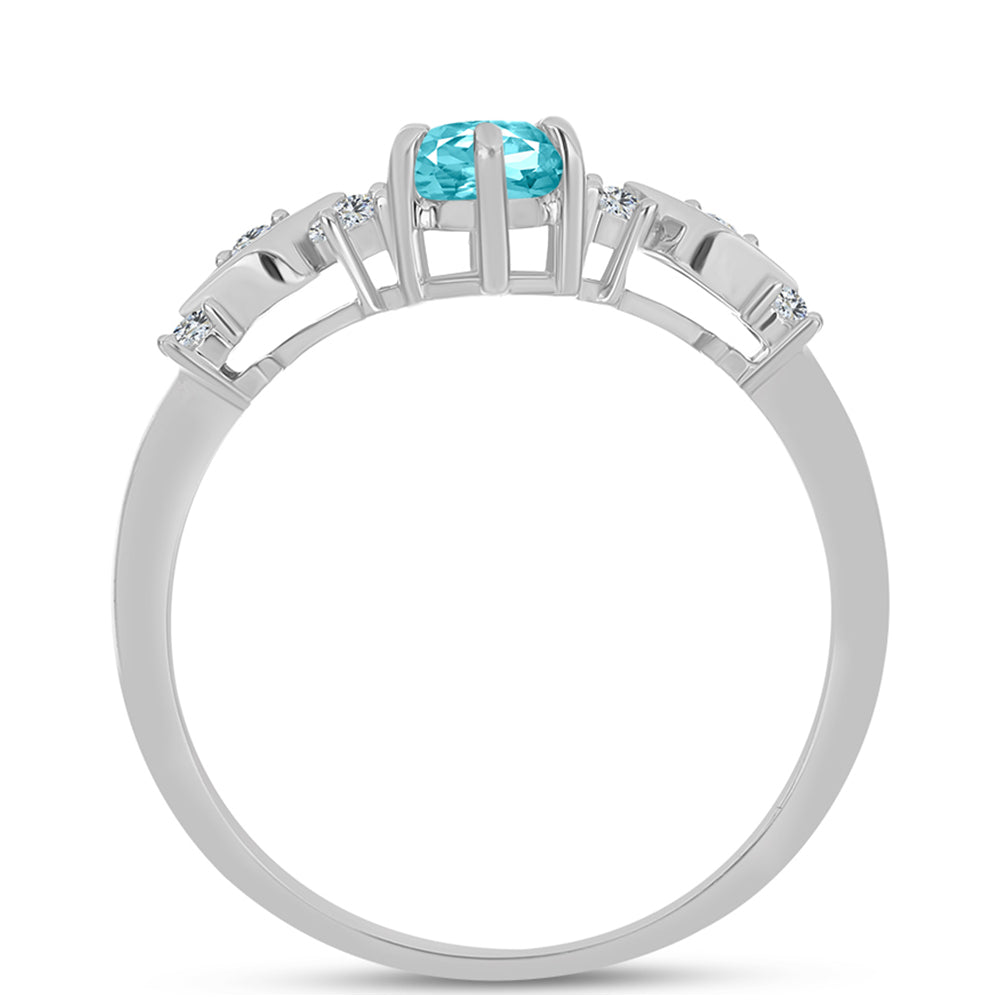 Strieborný Prsteň s Paraiba Kremeňom a Bielym Topásom 2 