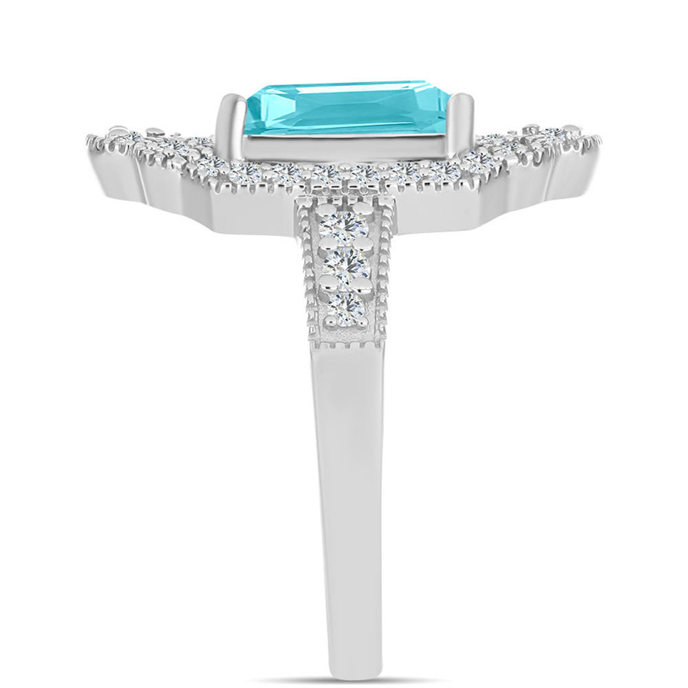 Strieborný Prsteň s Paraiba Kremeňom a Bielym Topásom 4 
