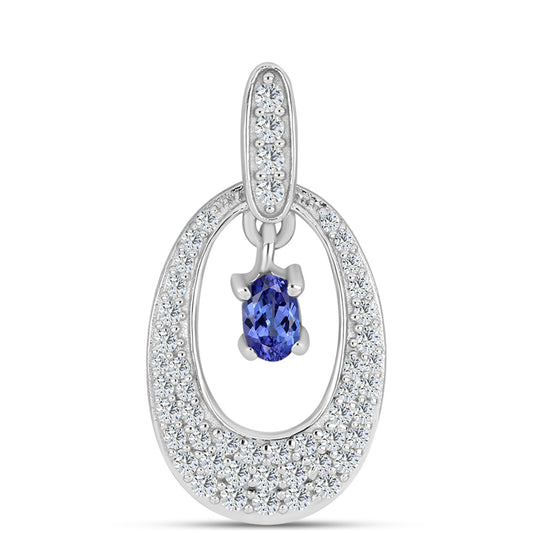 Strieborný Prívesok s AAA Tanzanitom a Bielym Topásom