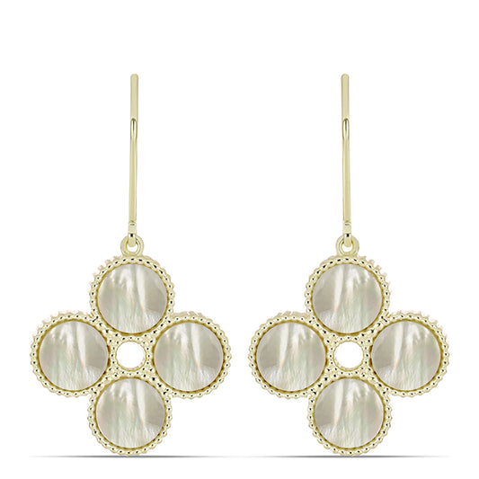 Pozlátené Strieborné Náušnice s Lastúrou