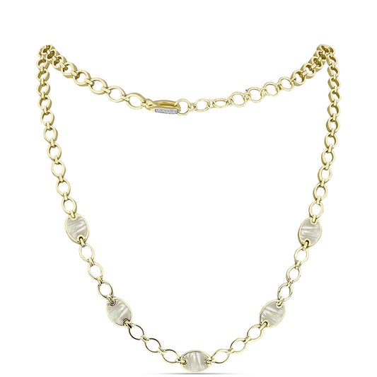 Pozlátený Strieborný Náhrdelník s Lastúrou a Bielym Topásom