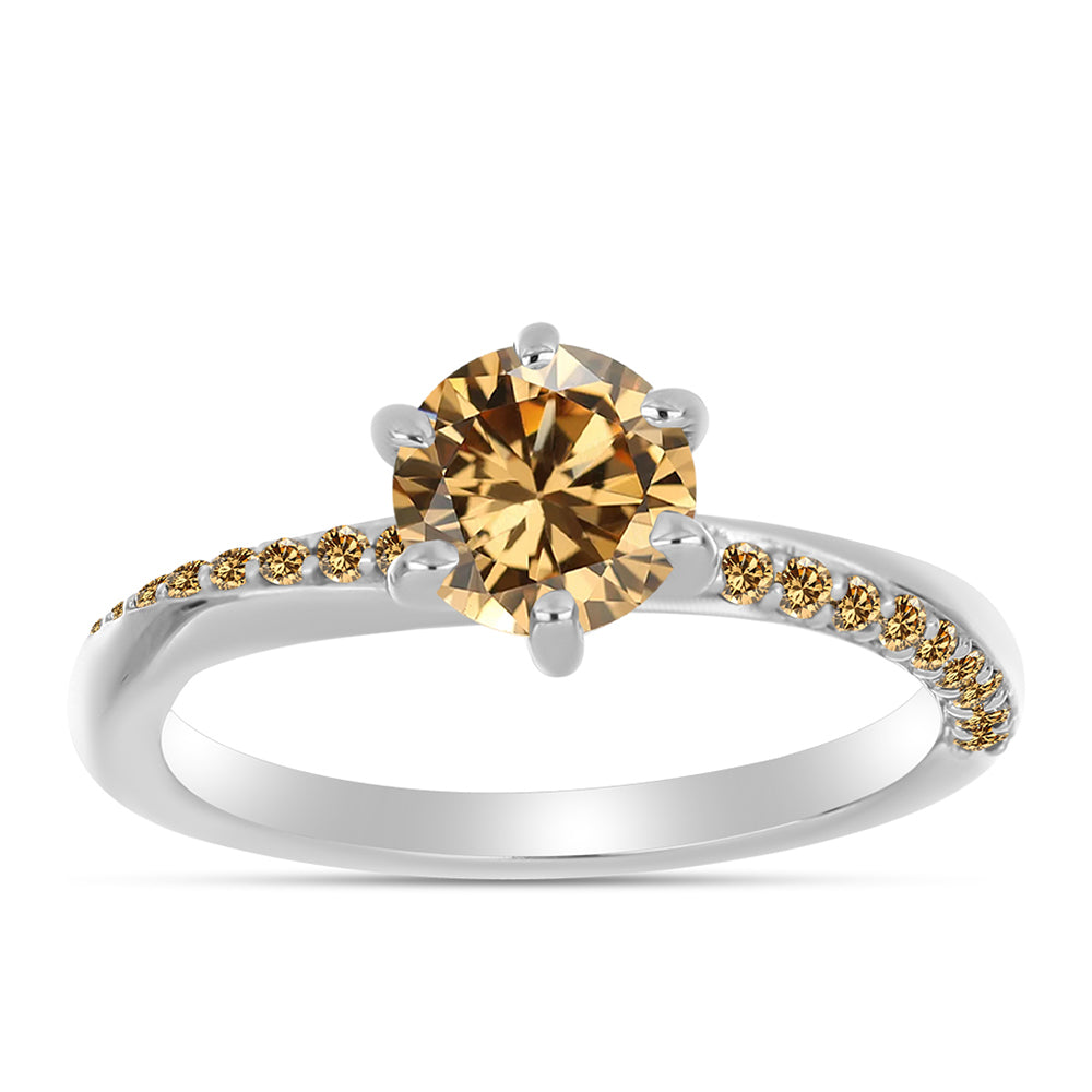 Strieborný Prsteň s so Šampanským Moissanitom