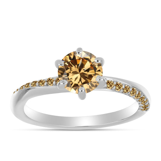 Strieborný Prsteň s so Šampanským Moissanitom