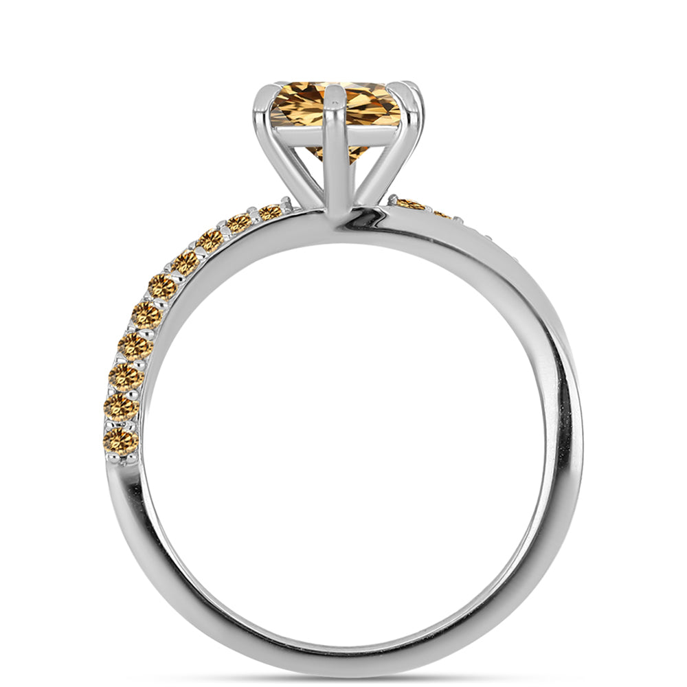 Strieborný Prsteň s so Šampanským Moissanitom 2 