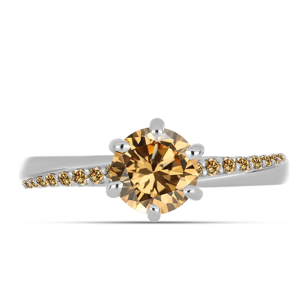 Strieborný Prsteň s so Šampanským Moissanitom