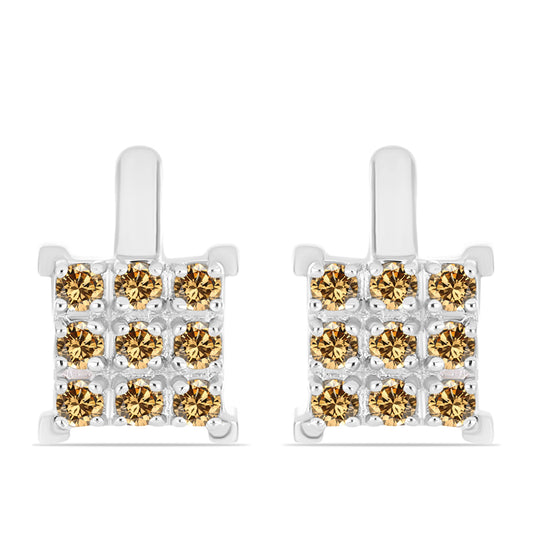 Strieborné Náušnice s so Šampanským Moissanitom