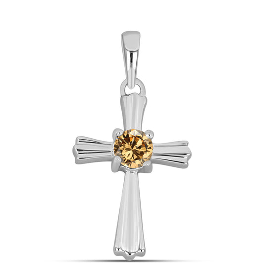 Kríž Strieborný Prívesok s so Šampanským Moissanitom