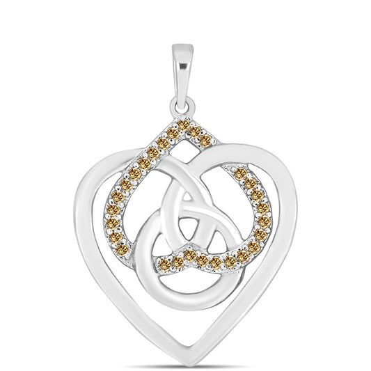 Strieborný Prívesok s so Šampanským Moissanitom