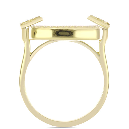 Pozlátený Strieborný Prsteň s Lastúrou a Bielym Topásom