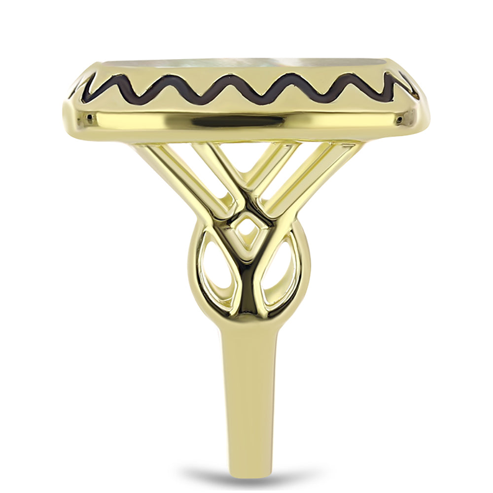 Pozlátený Strieborný Prsteň s Lastúrou