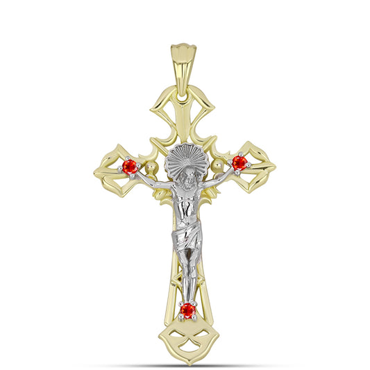 Kríž Pozlátený Prívesok s Etiópskym Červeným Opálom z Lega Dembi
